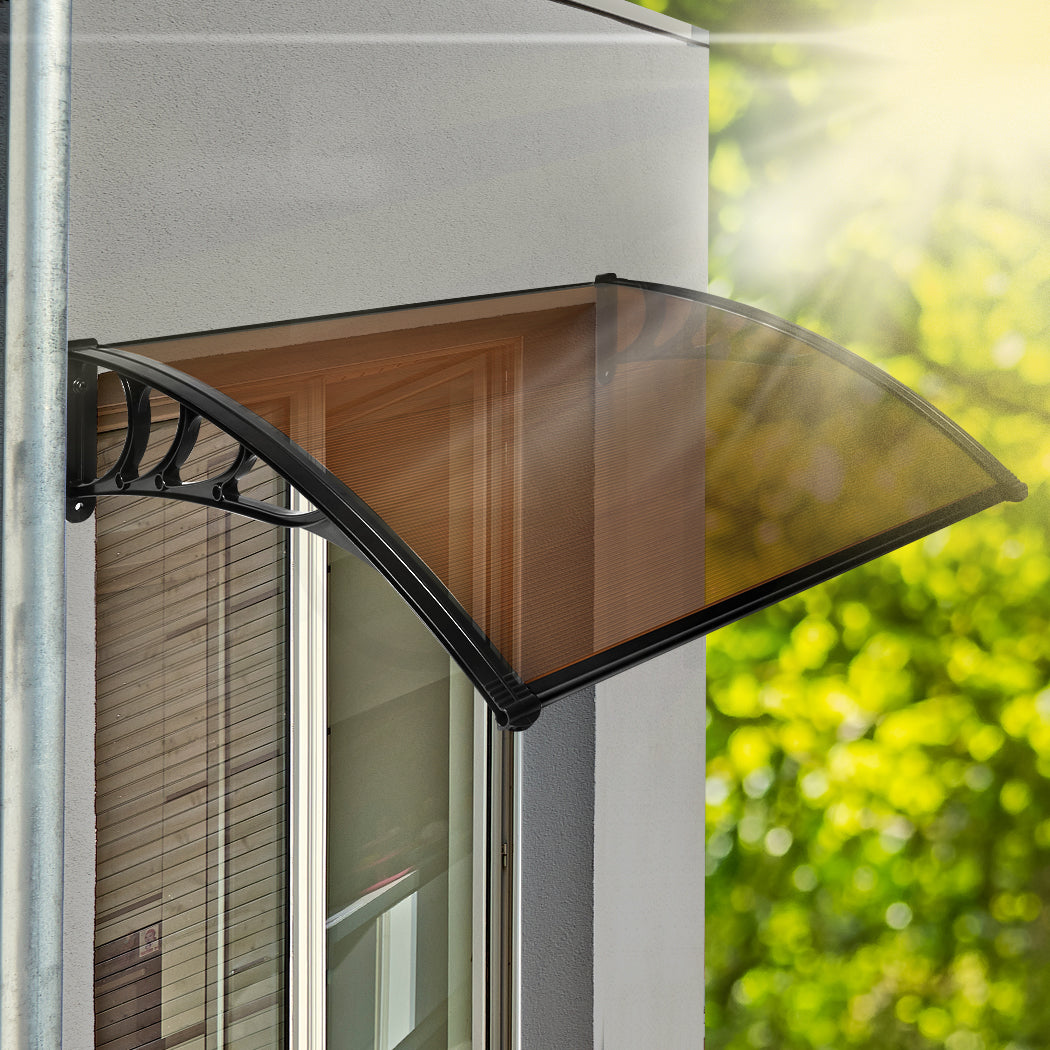 1x1.2m Brown Outdoor Window & Door Awning Sun Shade Rain Shelter