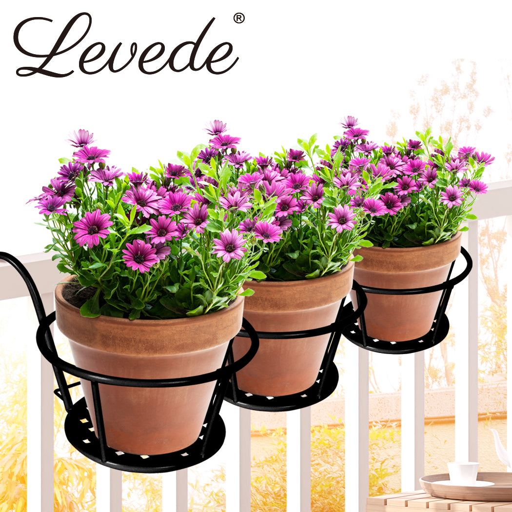 3x Plant Stand flower Holder Black