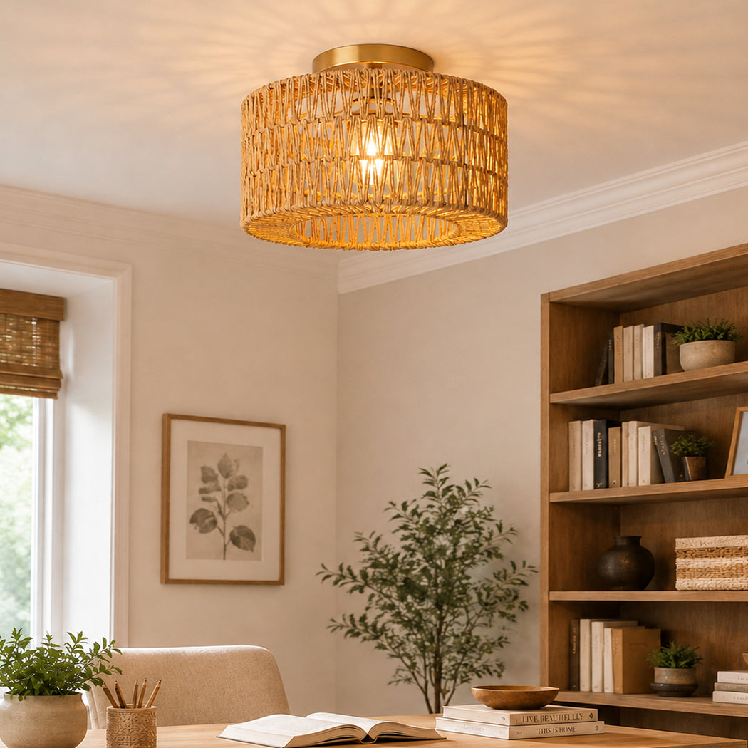 Boho Pendant Light Shade Yellow 32x32x17cm