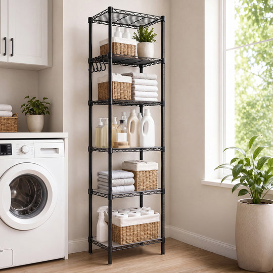 Storage Shelves 6 Tier Black 42x32x161cm