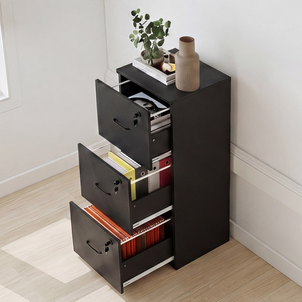 3 Drawer Lockable File Cabinet Home Office | Simpledeals