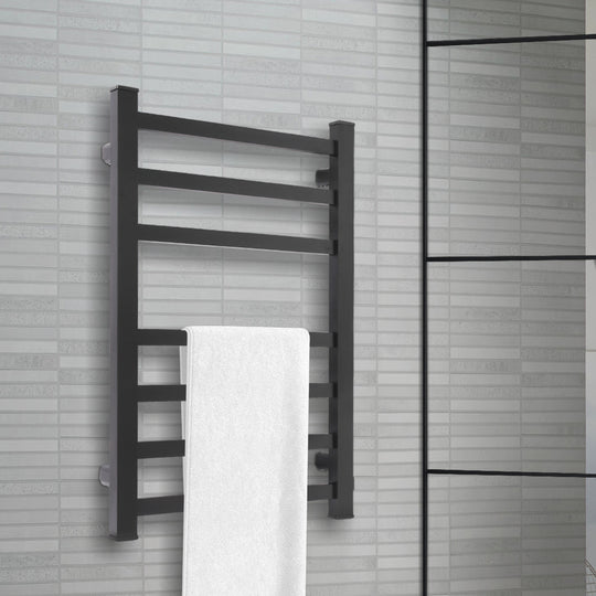 Heated Towel Rail Warmer Rack Wall Mounted Black, Bathroom Electric Rails Bars