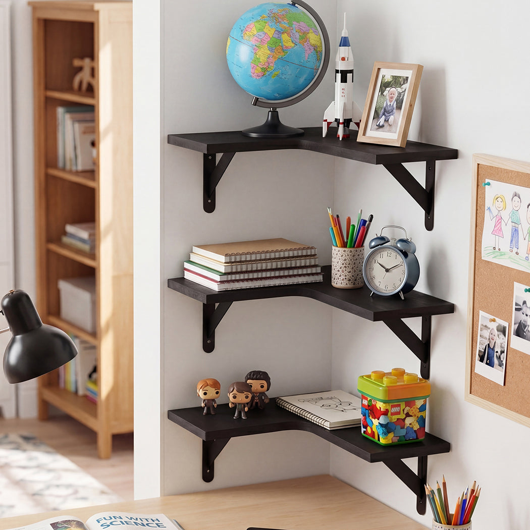 Corner Floating Shelves 3pc L-Shaped Wall | Simpledeals