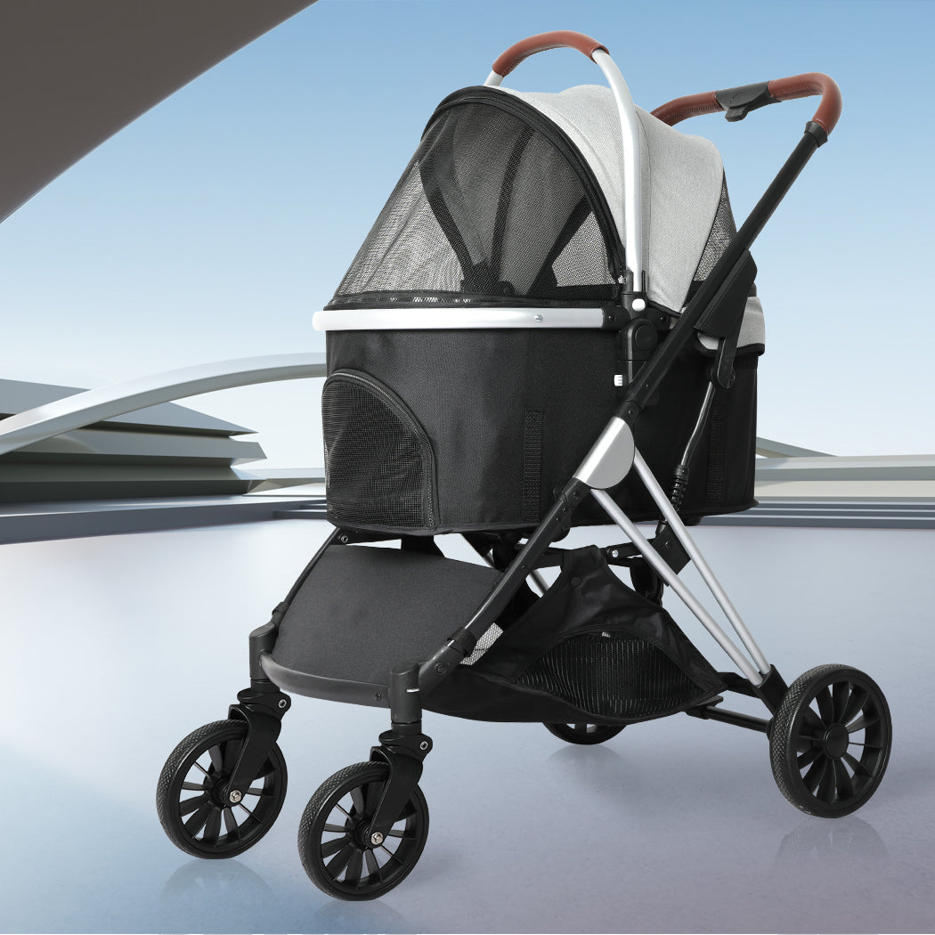 4 Wheel Pet Stroller for Dogs & Cats Portable Pram Carrier