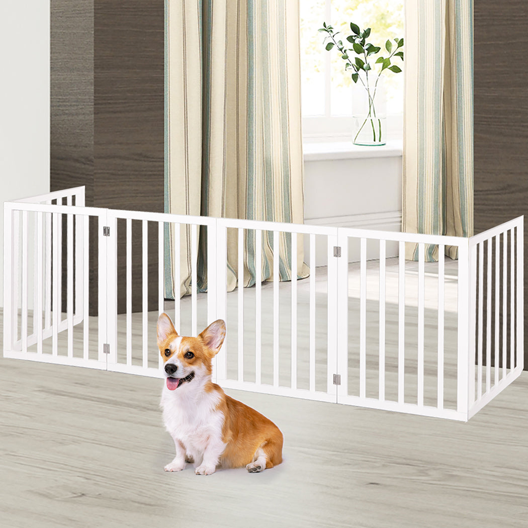 Wooden Pet Gate Dog Fence Safety White 100 Pack