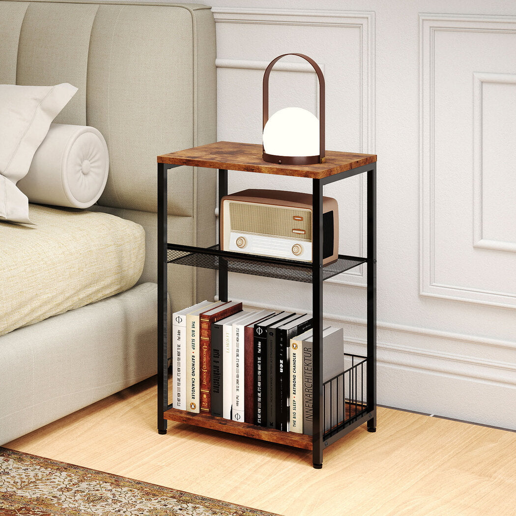 Side Table 3-Tier Storage Brown 40x30x60cm