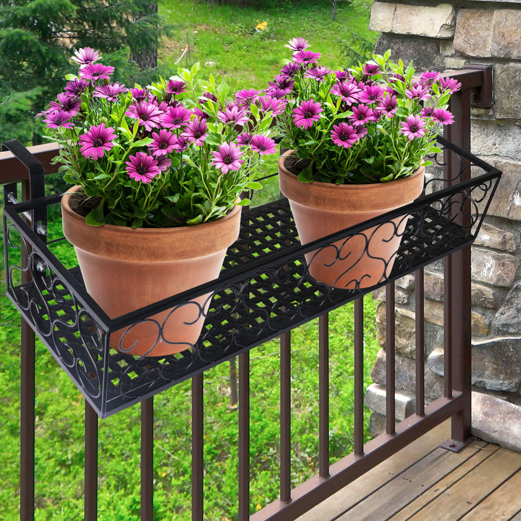 Plant Stand Outdoor Indoor Home Black Rectangle