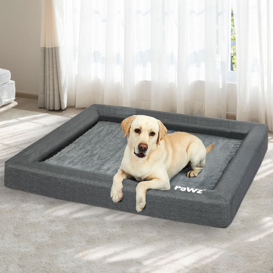 Memory Foam Dog Bed Large Grey 78x52x13cm