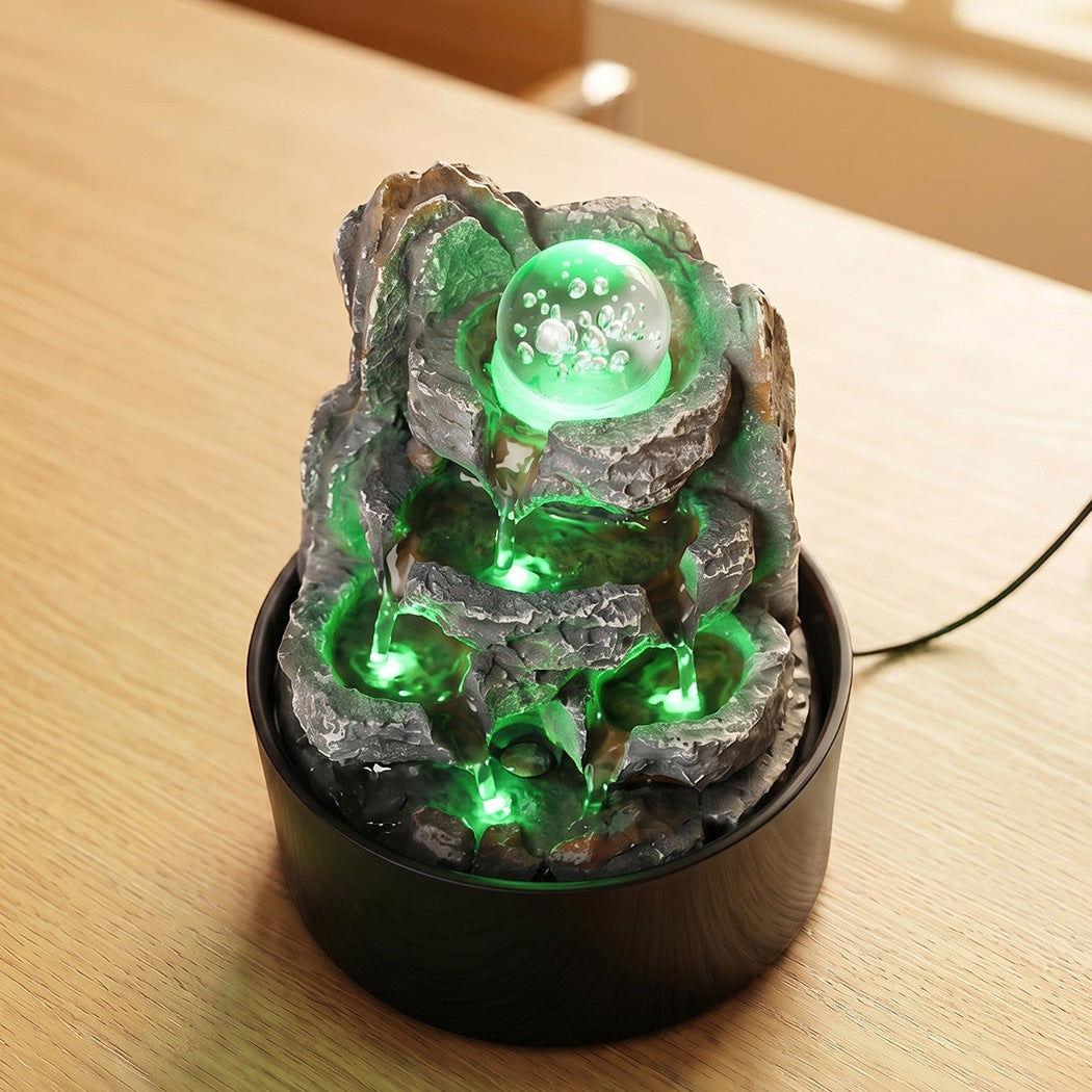 Tabletop Water Fountain LED Light 3 Flow Levels | Simpledeal