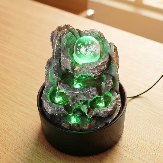 Tabletop Water Fountain LED Light 3 Flow Levels | Simpledeal