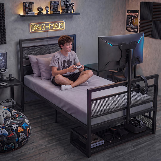 Gaming Single Bed Frame Rotating TV Mount | Simpledeals