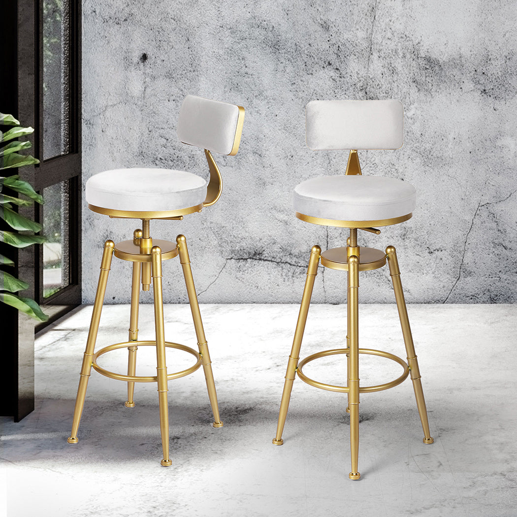 White Velvet Bar Stool Chair 33x33x70cm