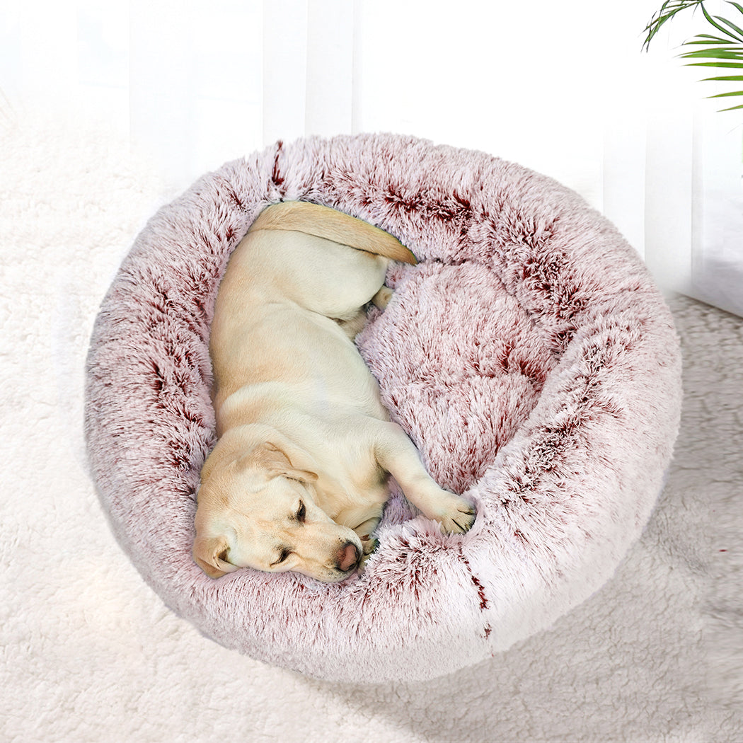 Pet Bed Cat Dog Donut Nest Calming M Pink Medium