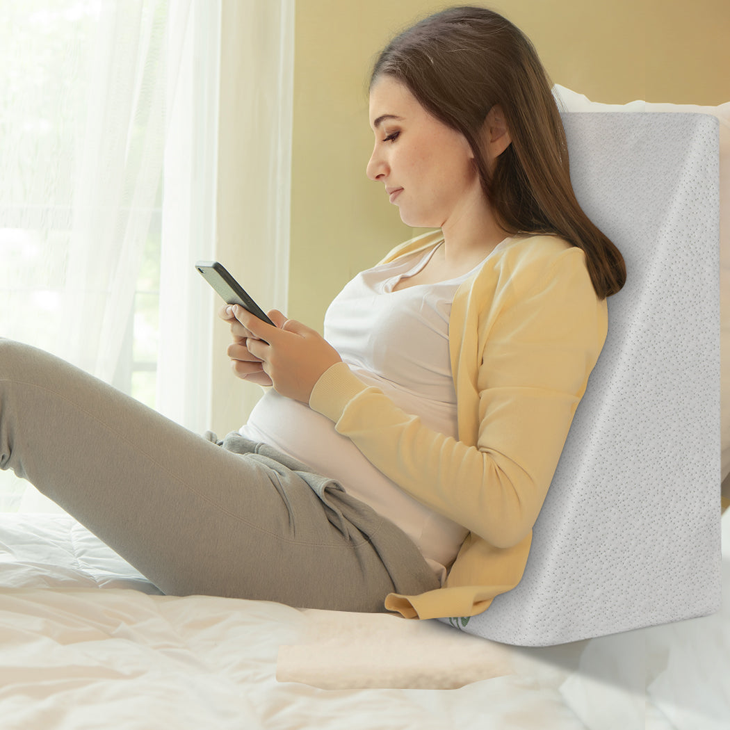Memory Foam Cushion Back Neck Support Wedge Pillow Bamboo Cover 25cm/30cm