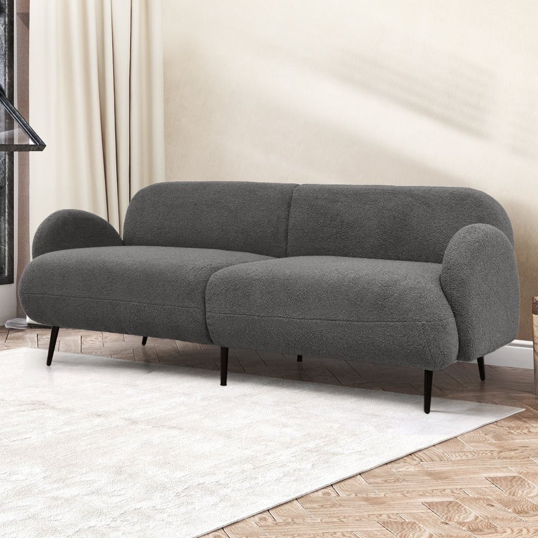 Modern Cloud Sofa 3 Seater Sherpa Fleece Beige  Space-Saving Design