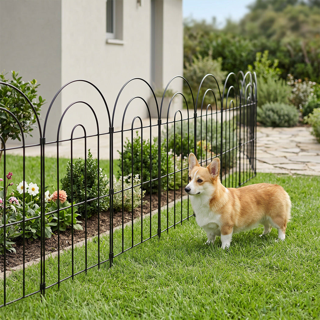 Garden Fence Black Steel 60x33cm