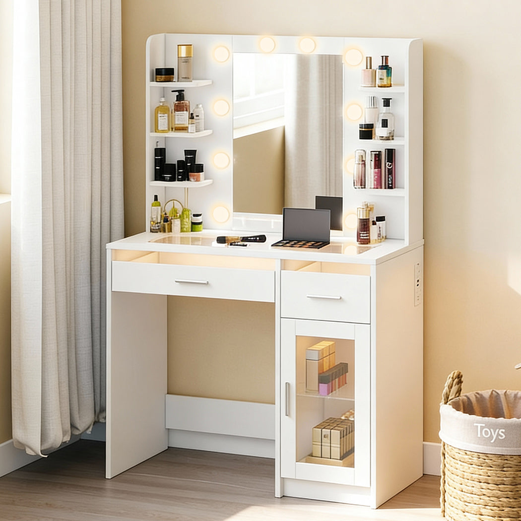 Vanity Desk Makeup Storage Table 90x40x141cm