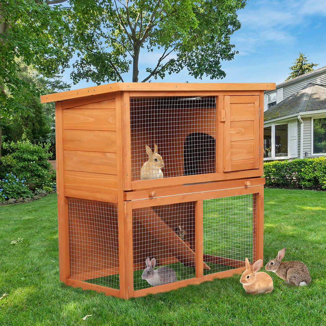 Rabbit Hutch Outdoor Brown 90x45x80cm