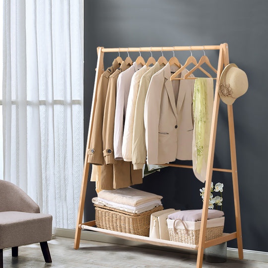 Clothes Rack Wooden Wardrobe Natural | Levede Stand Garment Dyring