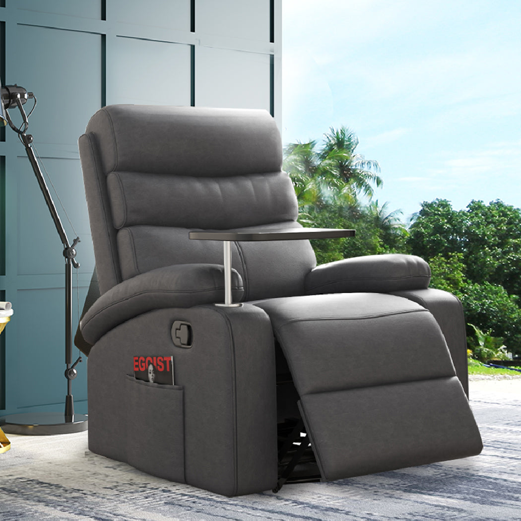 Grey Recliner Massage Chair Adjustable Comfort Lounge Seat