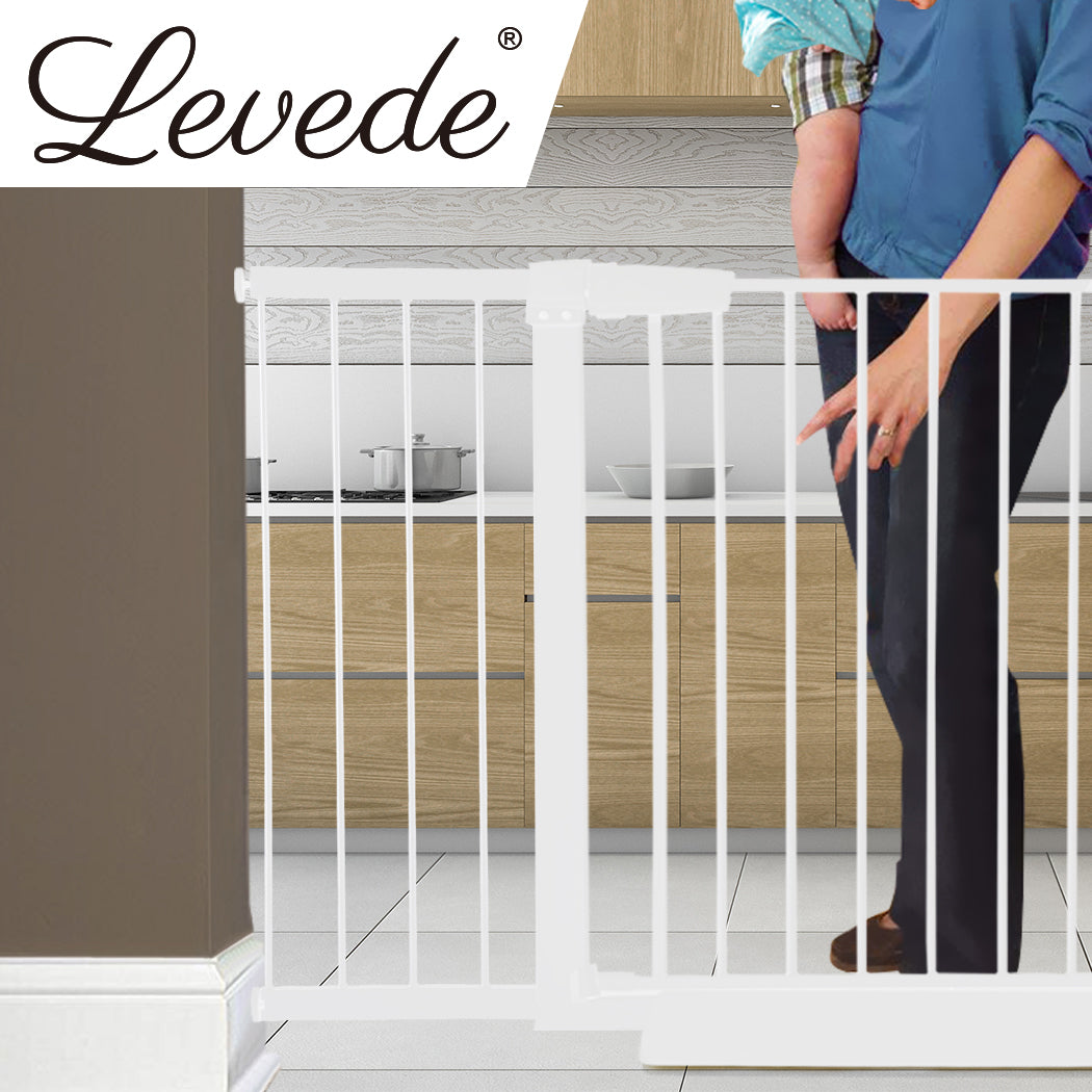 Baby Kids Pet Safety Security Gate Stair Barrier Doors Extension Panels Black and White