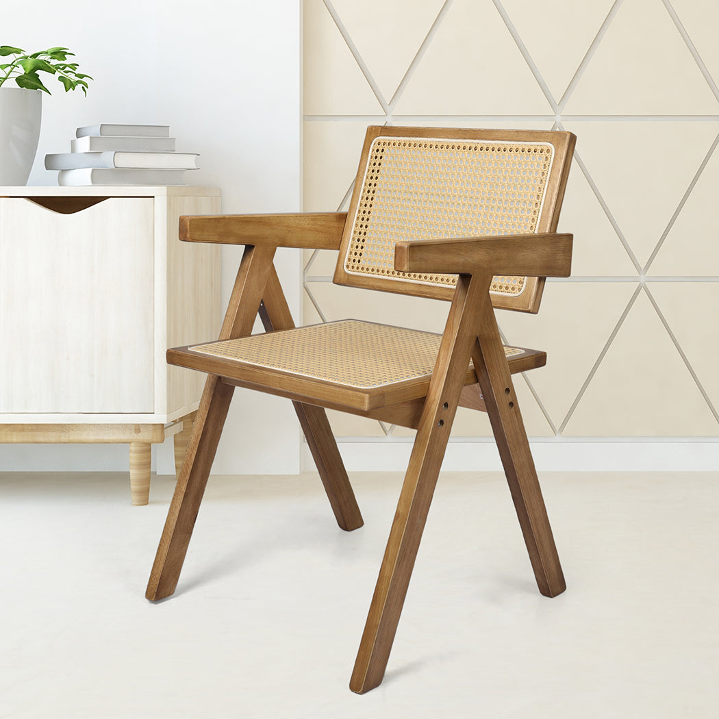 Compact 6x Dining Chair Solid Wood Rattan  Comfortable Design