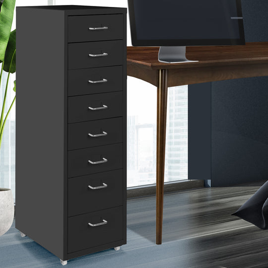Stylish and Spacious: Black 8-Drawer Office Cabinet for