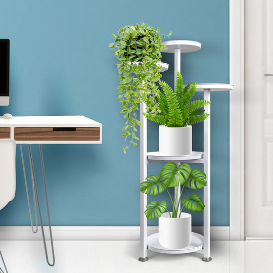 Plant Stand Outdoor Indoor Flower White Medium - Pots Rack Garden Shelf