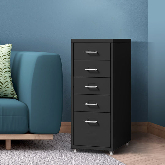 5 Drawers Portable Office Cabinet Rack - Black | Paypal