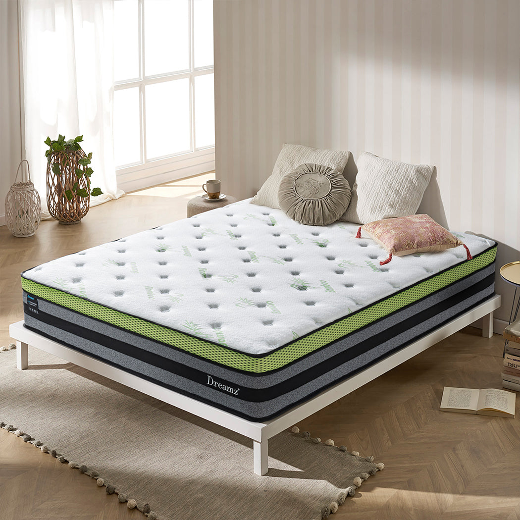 Queen 30cm Cooling Mattress Pocket Medium-firm 6.5 Wood Finish Classic