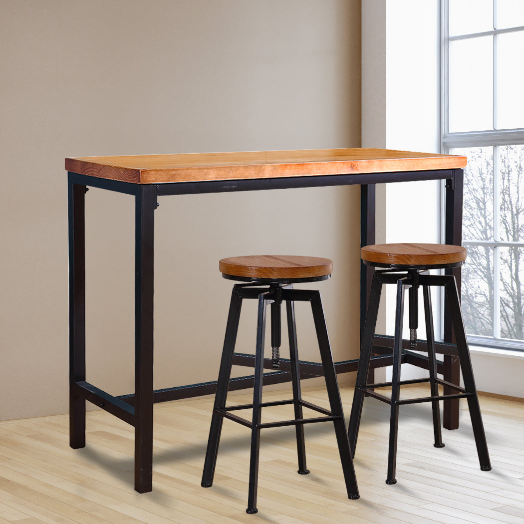 3pcs Bar Table Barstools Industrial - Pub Stools
