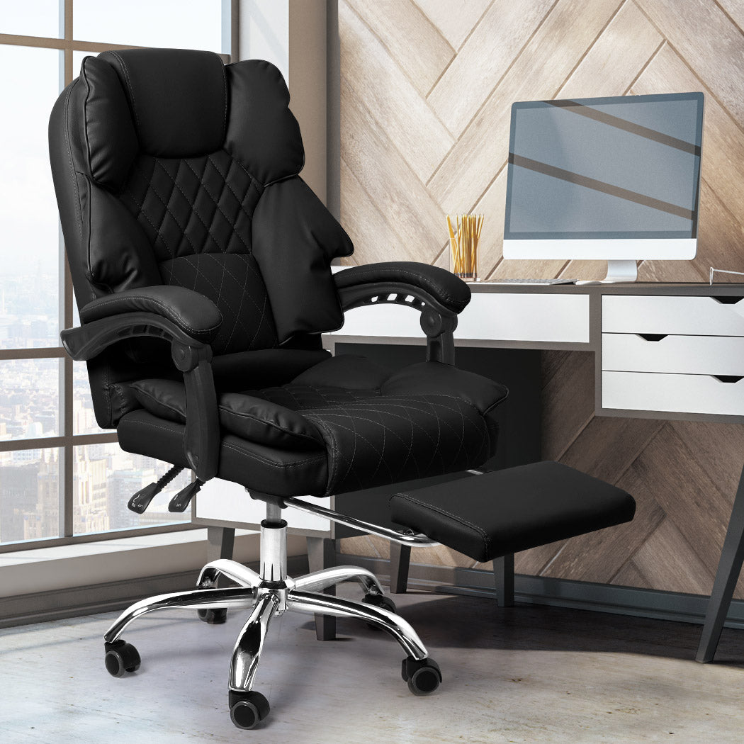 Gaming Chair Office Computer Black Footrest