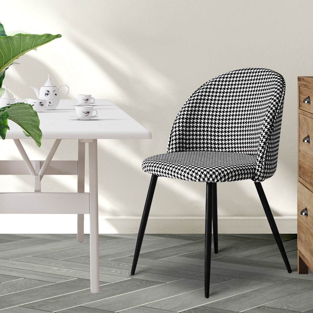 2x Dining Chairs Kitchen Cafe Lounge Chair -Black and white - id4