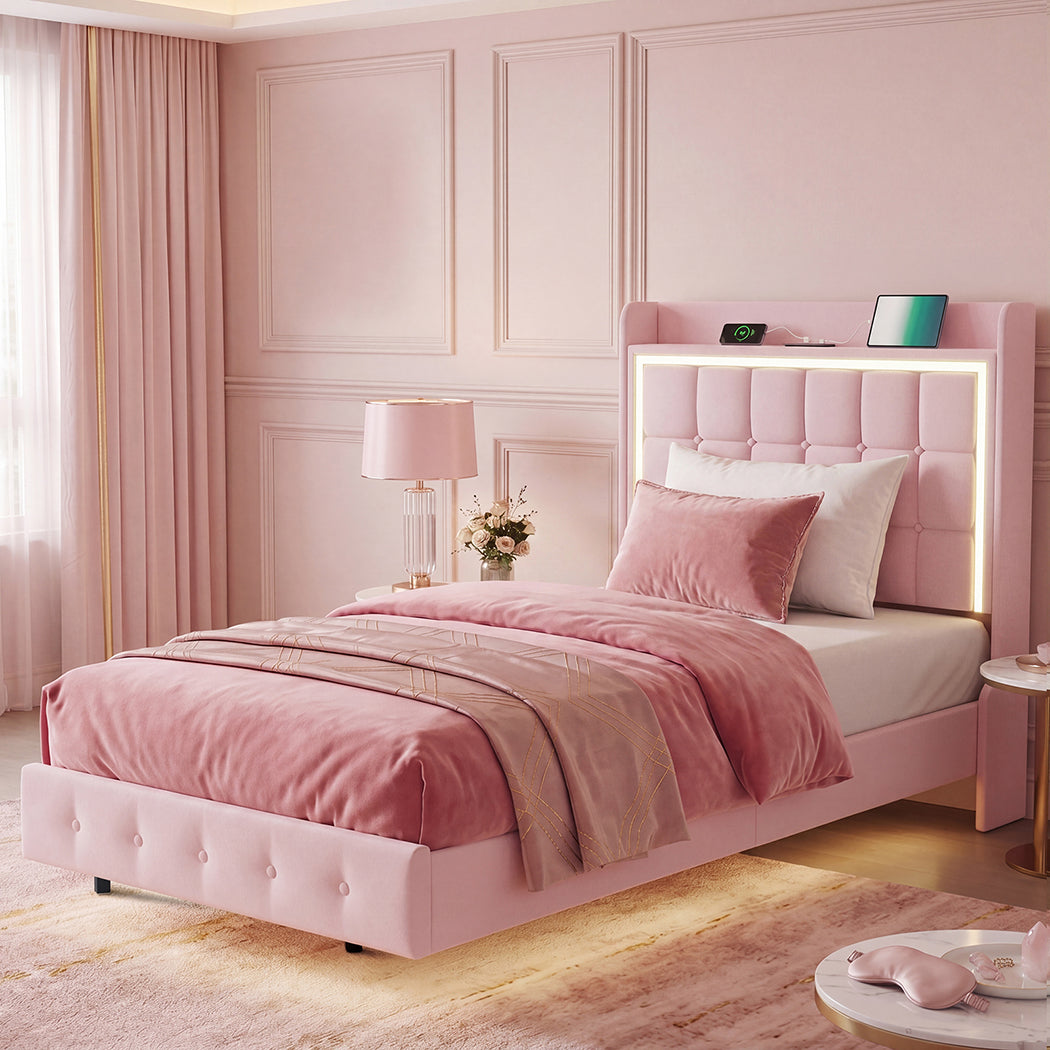 Floating Bed Frame With RGB Light 217x114x112.5cm