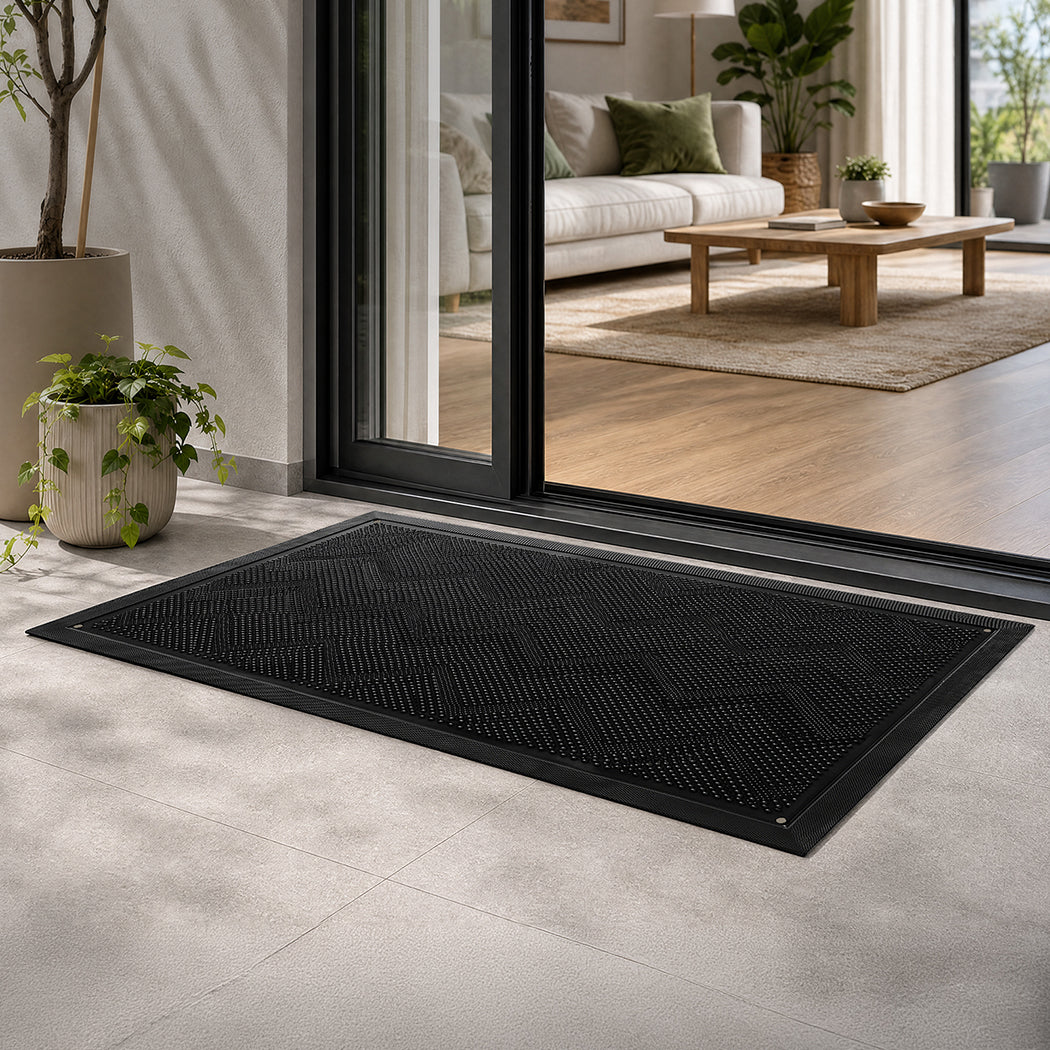Front Door Mat Non Slip Black 90x43x1.3cm