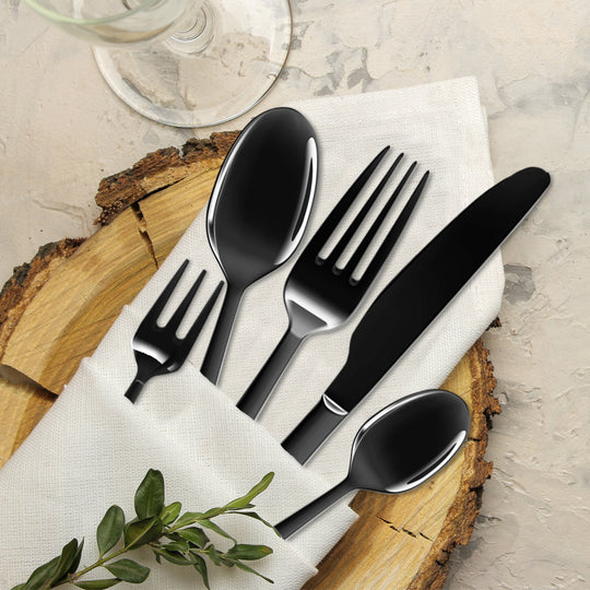 Stainless Steel Cutlery Set Travel Knife Black - Fork Spoon Child Tableware