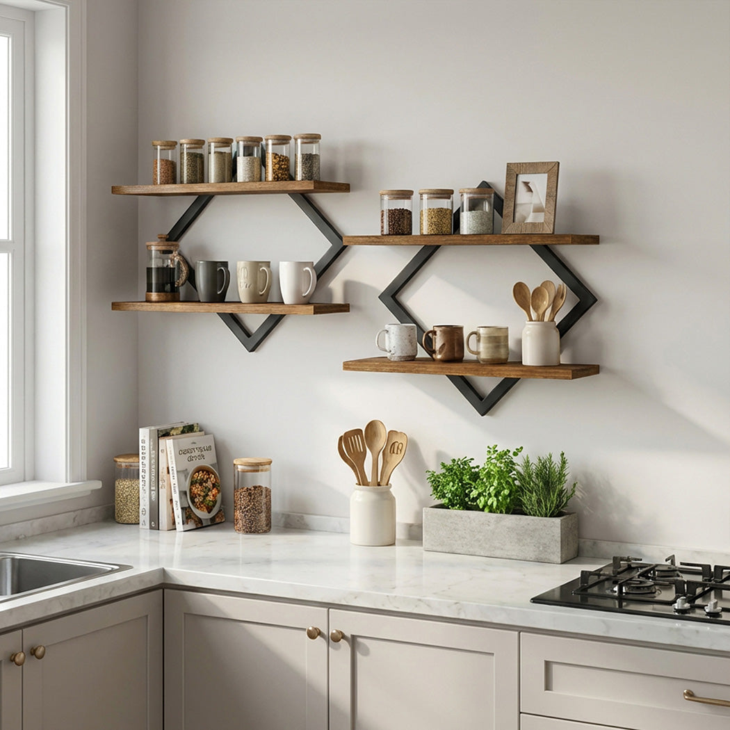 Floating Wall Shelf 2 Tier Industrial Bookshelf | Simpledeal