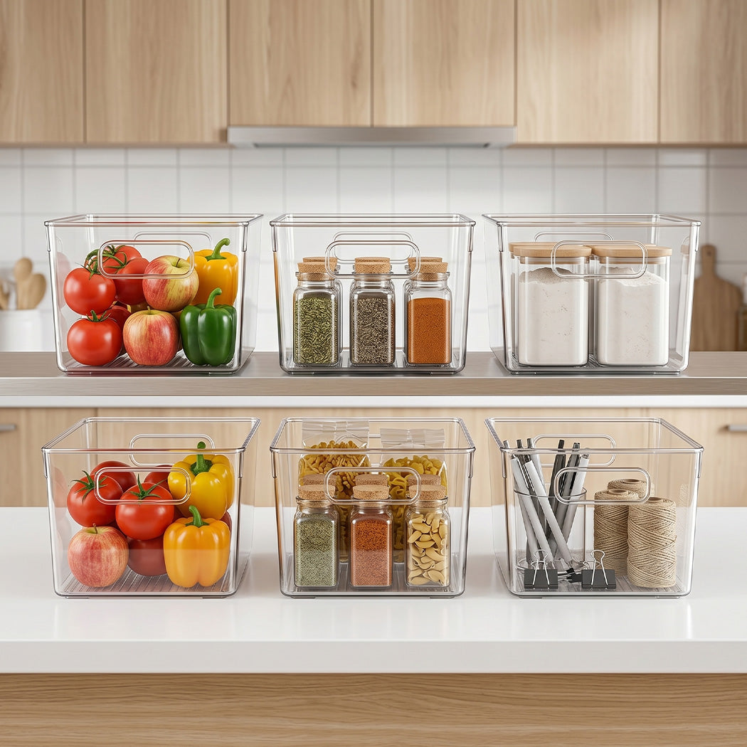 Clear Storage Bins 6-Pack Pantry Fridge Organiser | Simplede