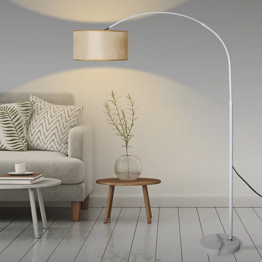 Modern LED Floor Lamp Reading Beige - Adjustable Marble Base