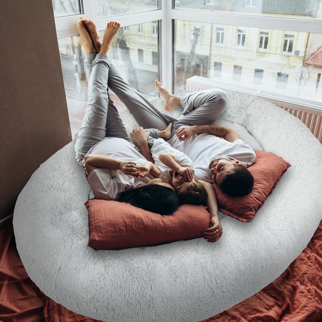 1.8m Human Size Pet Bed Fluffy Grey