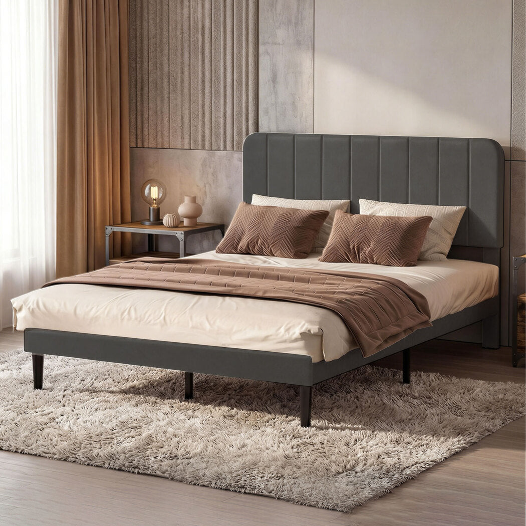 Double Bed Frame Adjustable Headboard 190x139.5x113cm