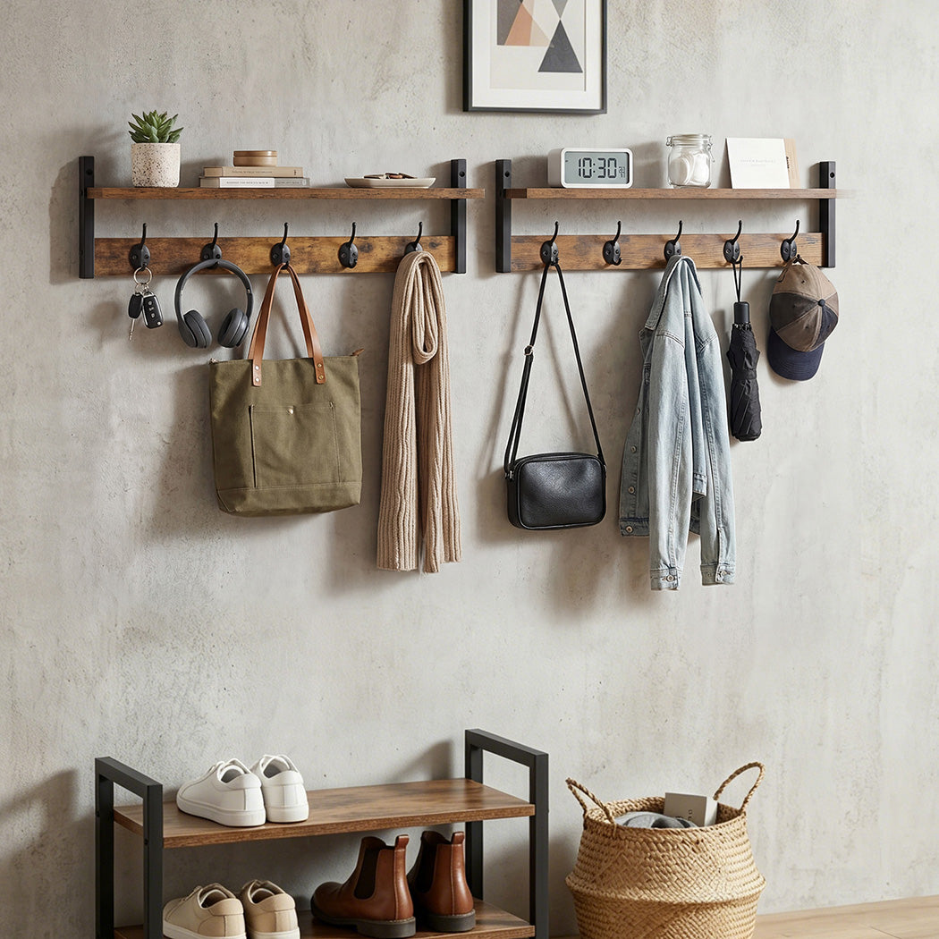 Wall Mounted Coat Rack Shelf Double Hooks | Simpledeals