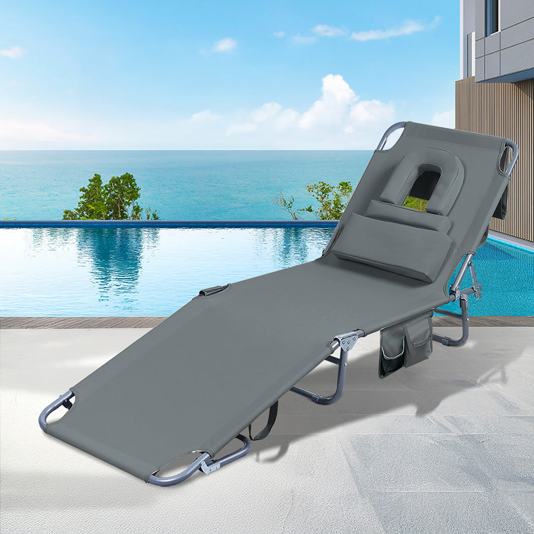 Foldable Beach Lounge Chair Grey 22x0.8cm