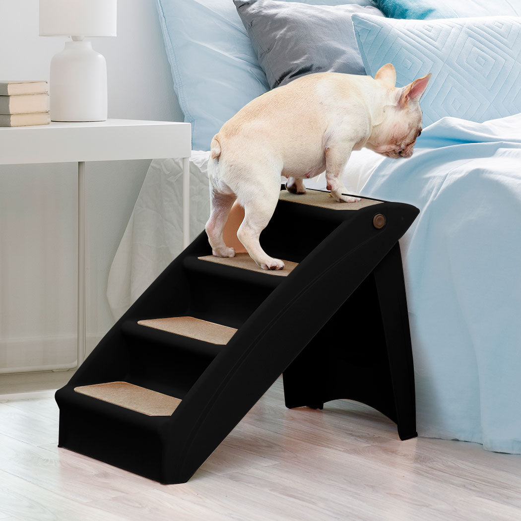 Pet Ramp Indoor Dog Steps Stair Black - Foldable Climbing Ladder Soft