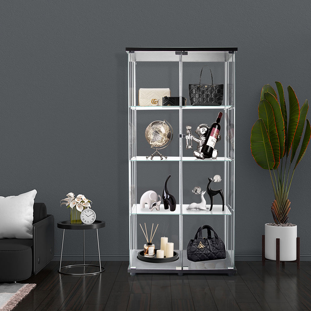 Cozy 164cm Glass Display Cabinet 2 Doors  Wood Finish Classic, id15&16