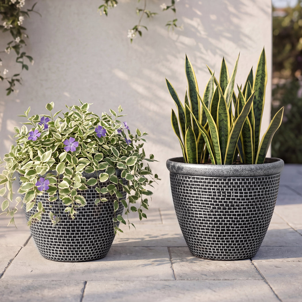 Outdoor Plastic Plant Pots 36cm 2 Pack | Simpledeals