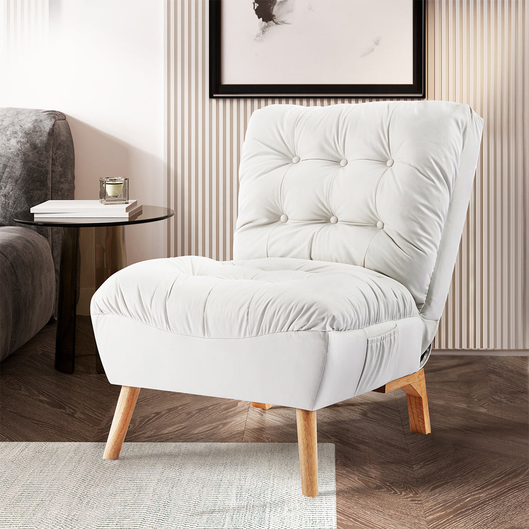 Premium Lounge Accent Chair Sofa Recliner Cream  High Back Support