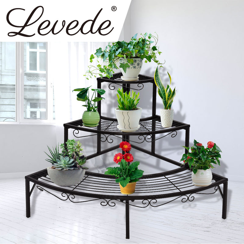 2x Outdoor Indoor Plant Stand - Garden Metal Tier Planter