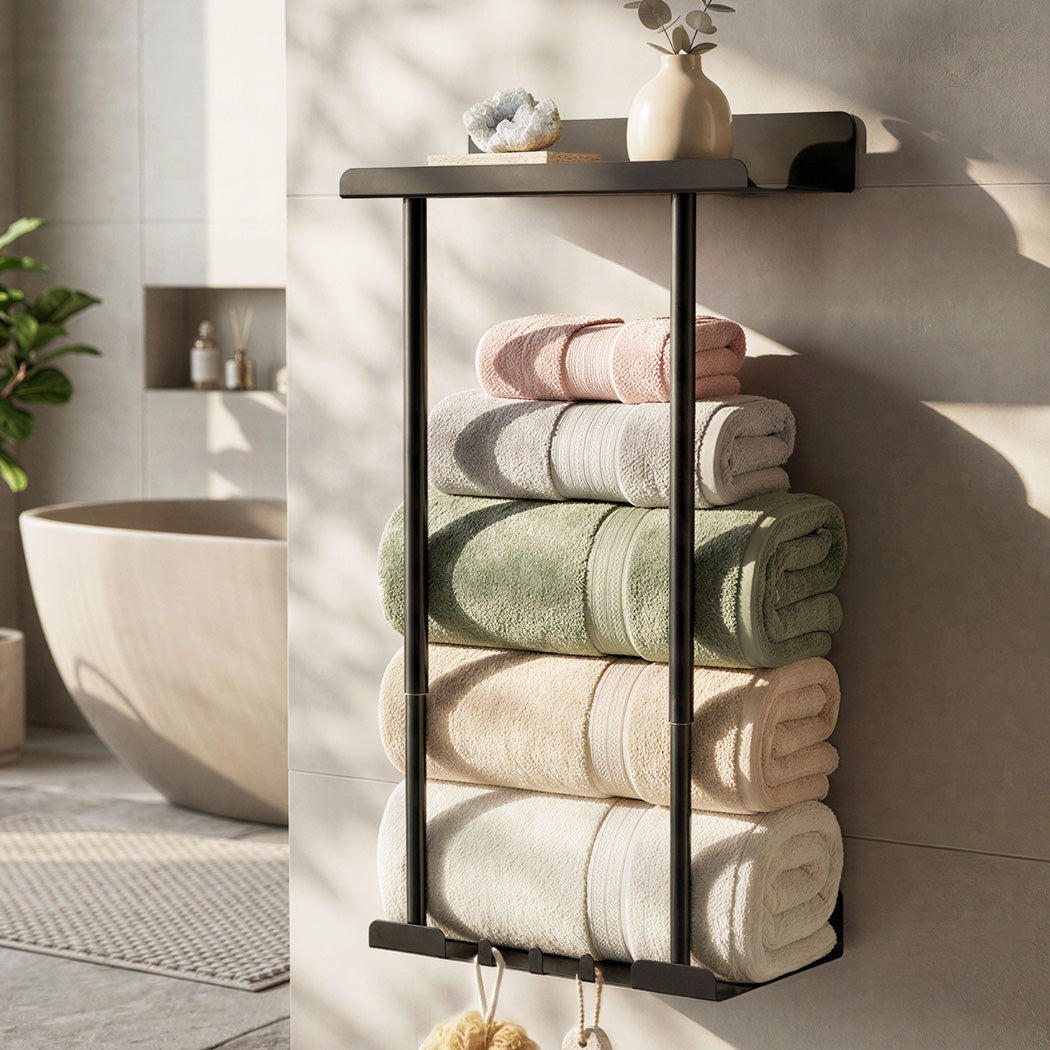 Wall Mounted Adjustable Towel Rack 3 Hooks | Simpledeals