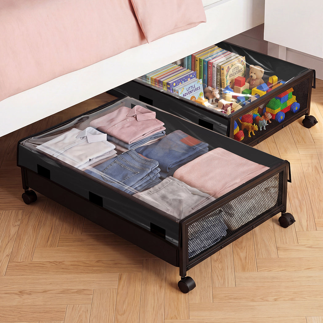 Under Bed Storage Boxes 48L Wheels Dustproof | Simpledeals
